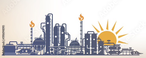 Fotomural chemical, petrochemical or processing plant, heavy industry landscape, industria