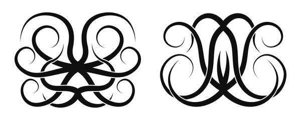 Set of two vector desings. Tattoo tribal patterns.