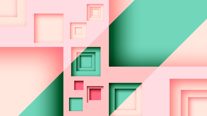 Aufkleber - Abstract minimal square geometric shape paper cut banner background template.Vector illustration.