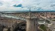 Panorama of the ancient medieval city of Aigues-Mortes. Aerial view of the Constance Tower.