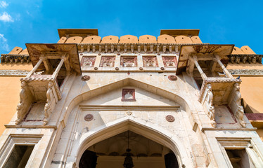 Sticker - Entrance of Amer Fort in Jaipur. A major tourist attraction in Rajasthan, India