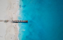 Drone Panorama Of Pier In Grace Bay, Providenciales, Turks And Caicos