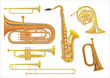Set of illustrations of wind musical instruments