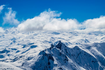 Sticker - Drone view of the alps with sunny weather clear skies 