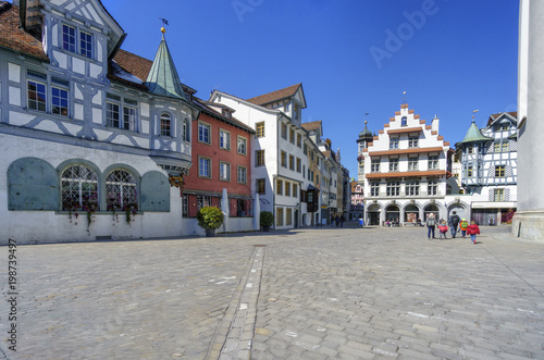 Gallusplatz Und Gallusstrasse In St Gallen In Der Schweiz Stock Photo Adobe Stock