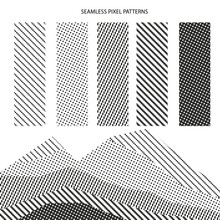 Textile Weaves -black&white 5 Different Seamless Pixel Pattern
