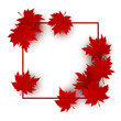 Canada day background design of red maple leaves isolated on white background with line frame vector illustration