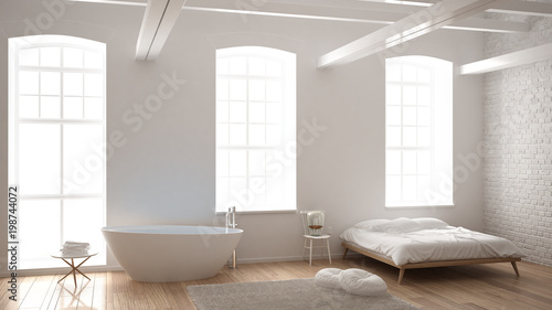 Classic Industrial Modern Bedroom With Big Windows Brick