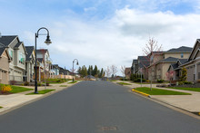 New Suburban Neighborhood Street In North America