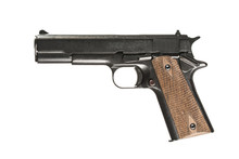 Pistol On White Background With 1911 Colt. Isolated