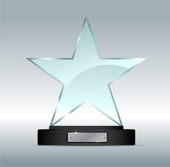 transparent realistic empty vector acrylic glass trophy award on a gray background eps 10