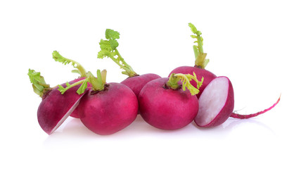 Wall Mural - Red radishes isolated on white background