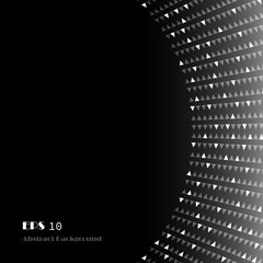 Abstract background of curved geometric white triangles on gradient black, illustration vector eps10