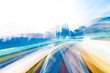canvas print picture - Speed motion in urban highway road tunnel