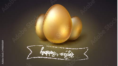 Happy Easter Greeting Spring Holiday Template With Handwritten
