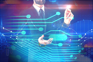Wall Mural - businessman on circuit background