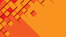 Abstract Geometric Paper Cut Web Banner Template On Orange Background.Vector Illustration.