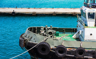 Sticker - Heavy Tugboat Tied to Dock