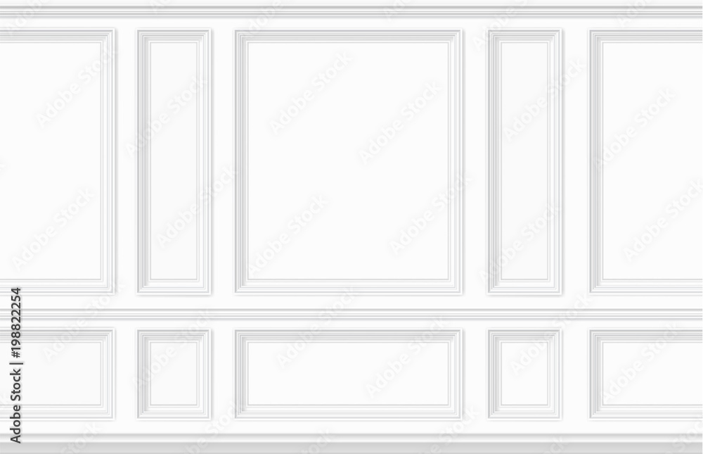 Fotografia White wall decorated with moulding panels