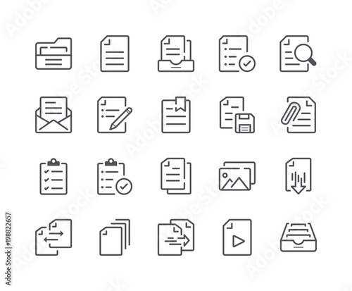 Fotografía Minimal Set of Document and File Line Icons