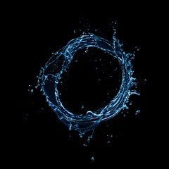 Wall Mural - Water splash abstract circle shape on black background