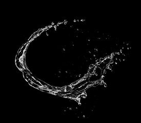Poster - Water splash shape isolated on black background