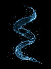 Poster - Water splash shape isolated on black background