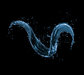 Wall Mural - Water splash shape isolated on black background