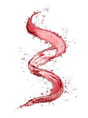 Wall Mural - Red wine abstract splash shape on white background