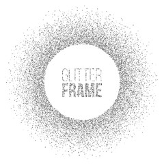 Wall Mural - round frame made of silver glitter isolated on white background. vector silver frame.