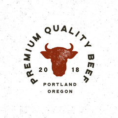 Wall Mural - premium fresh beef label. retro styled meat shop emblem. vector illustration