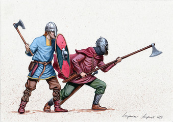 Vikings. Medieval knights illustration.