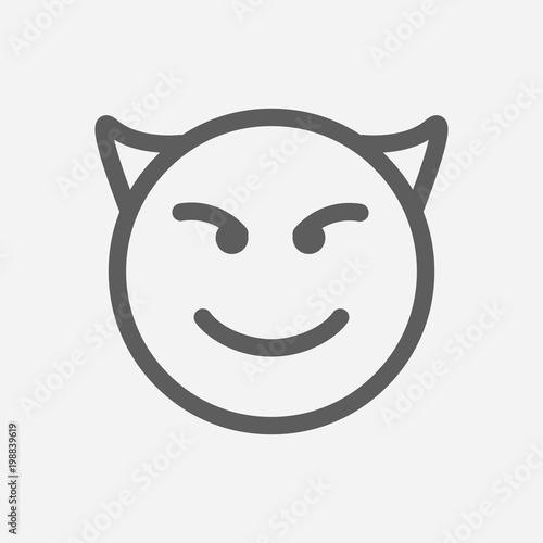 Devil Emoji Icon Line Symbol Isolated Vector Illustration Of Evil Smile Sign Concept For Your Web Site Mobile App Logo Ui Design Stock Vector Adobe Stock