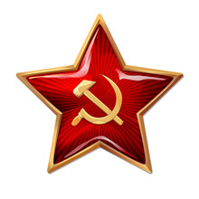 Red Star With Hammer And Sickle. Star Like A Soviet Soldier.