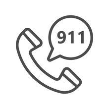 Emergency Calling Service Filled Outline Icon, Line Vector Sign, Linear Colorful Pictogram Isolated On White. Phone And Speech Bubble With 911 Number Inside Bubble, Logo Illustration. Pixel Perfect