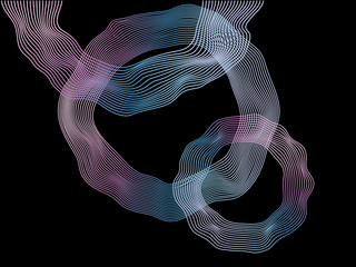 Abstract vector colorful circle wave lines isolated on black background for design elements in concept of music, technology, modern