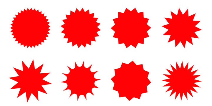 set of red starburst, sunburst badges. design elements - best for sale sticker, price tag, quality m