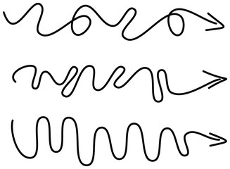 Wall Mural - set of curved, hand drawn marker scribble direction arrows