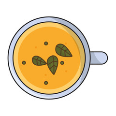 Sticker - hot tea cup beverage with leaves