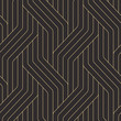 Seamless black and gold ornate complex art deco rounded lines pattern vector