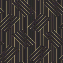 Seamless Black And Gold Ornate Complex Art Deco Rounded Lines Pattern Vector
