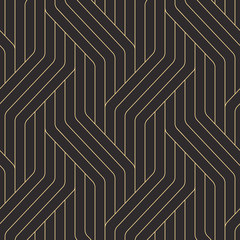 Wall Mural - seamless black and gold ornate complex art deco rounded lines pattern vector