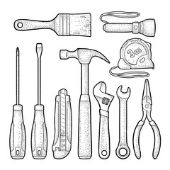 Set hardware tools. Vector engraving