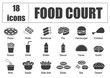 Food court set of icons, line, vector. Delivery of food, menu site, fill