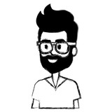 Fototapeta  - young man hipster style avatar character vector illustration design