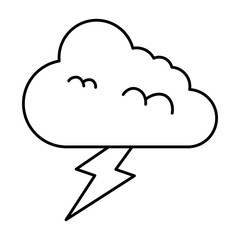 Sticker - climate cloud with thunder vector illustration design