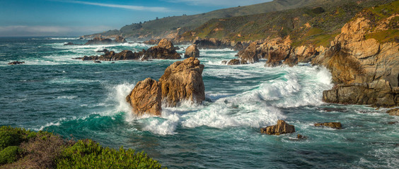 a panoramic view of the big sur coastline along california.
