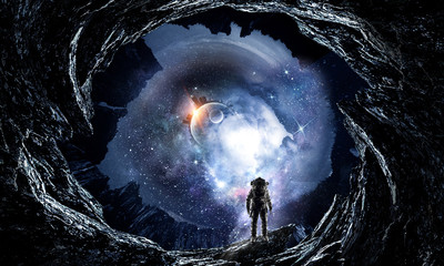 Wall Mural - space hole and astronaut. mixed media