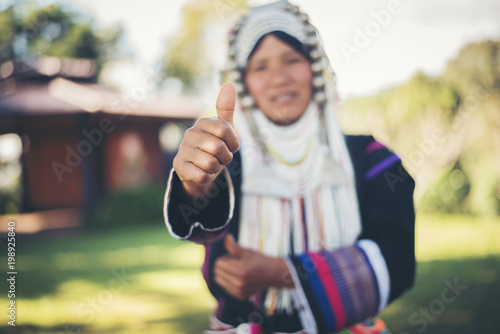 Plakat woman Hill tribe hmong hilltribe in beautiful costume dress