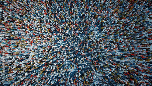 Fotografija  crowd of people viewed from above